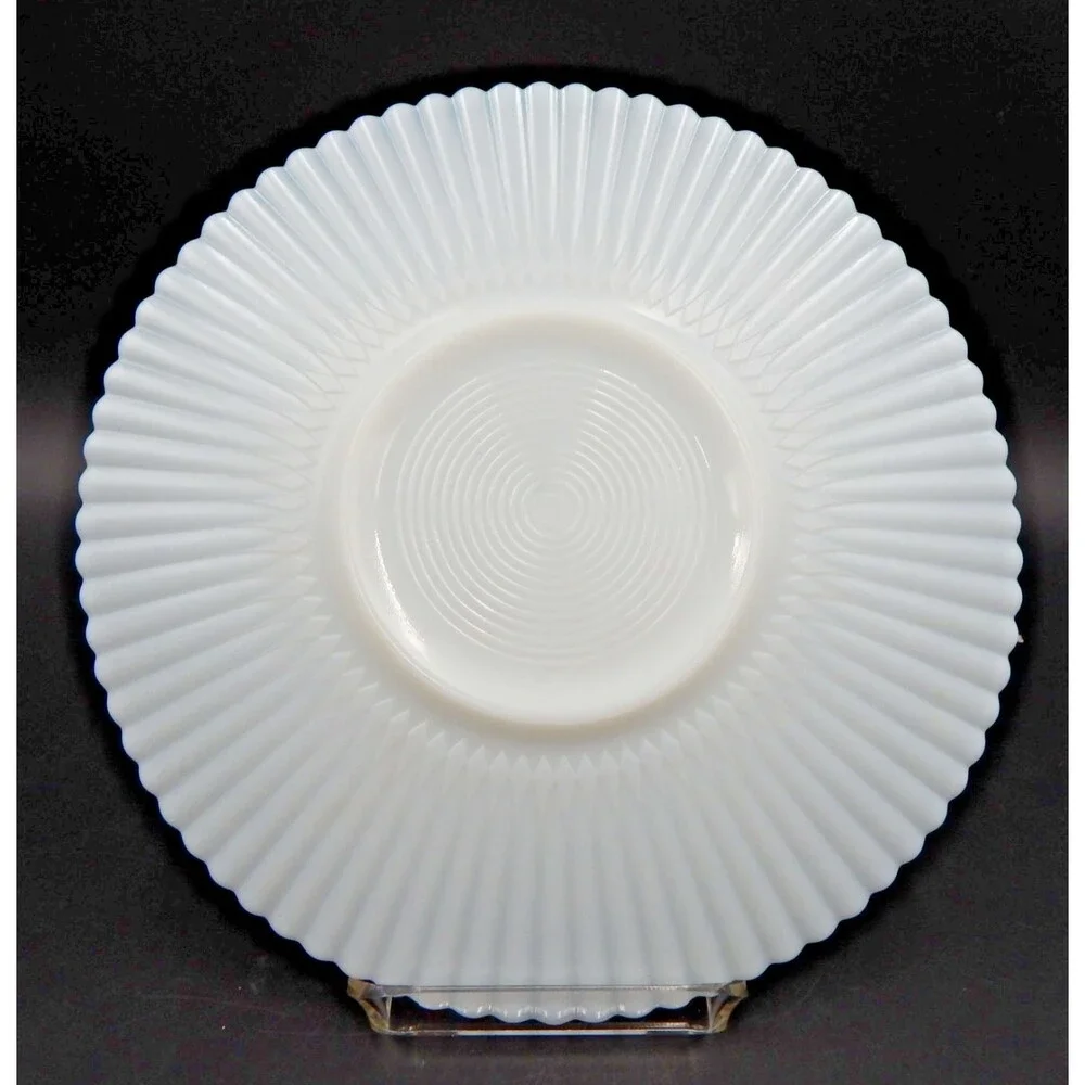 Macbeth Evans Monax Petalware 11 Inch White Milk Glass Dinner Cake Plate Salver